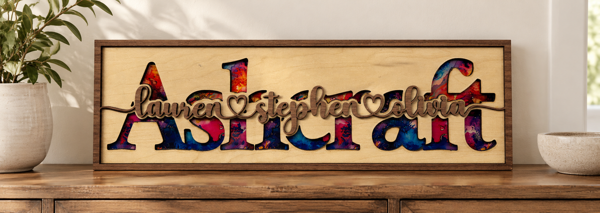 Personalized Layered Wood Name Sign