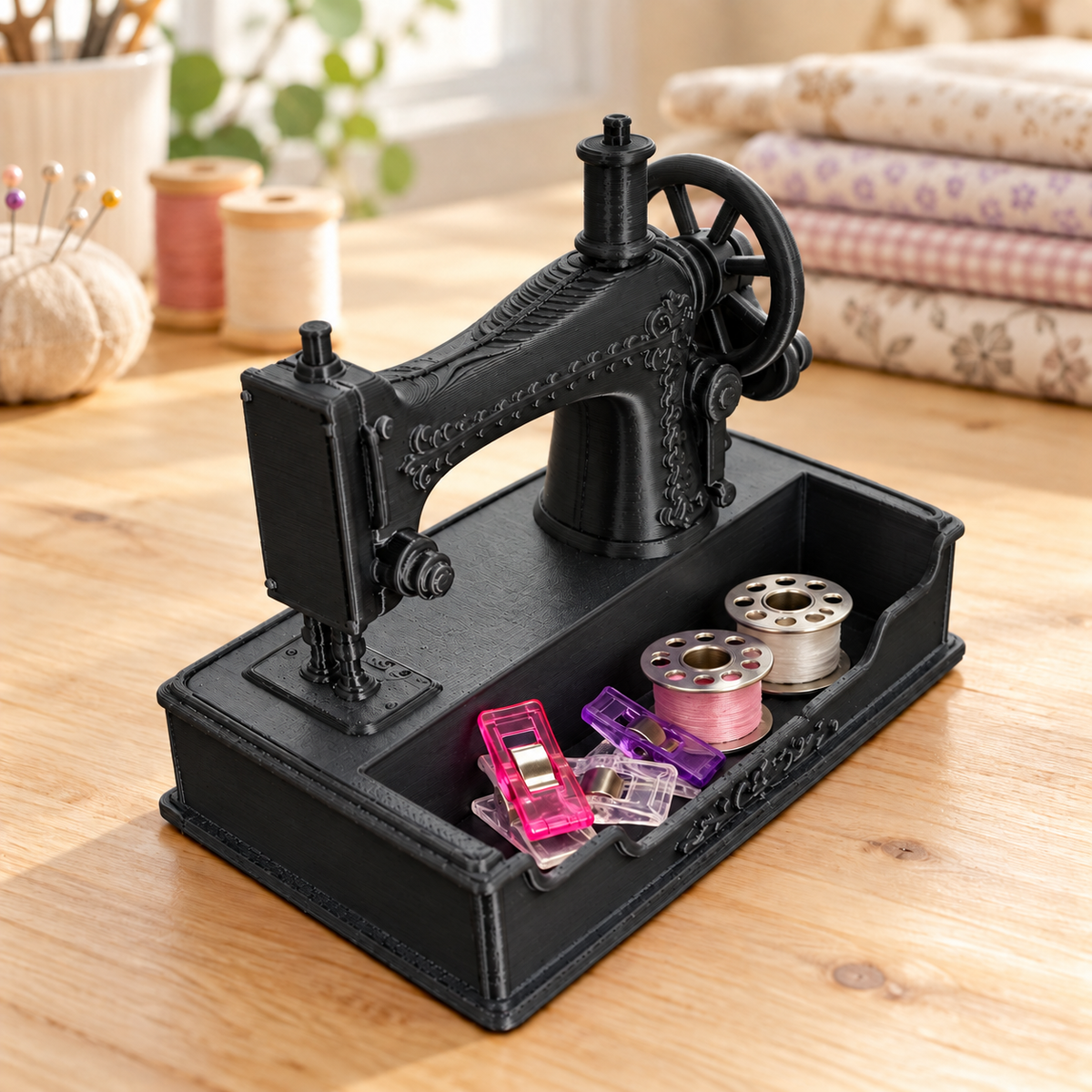 Vintage Sewing Machine Catchall & Phone Holder