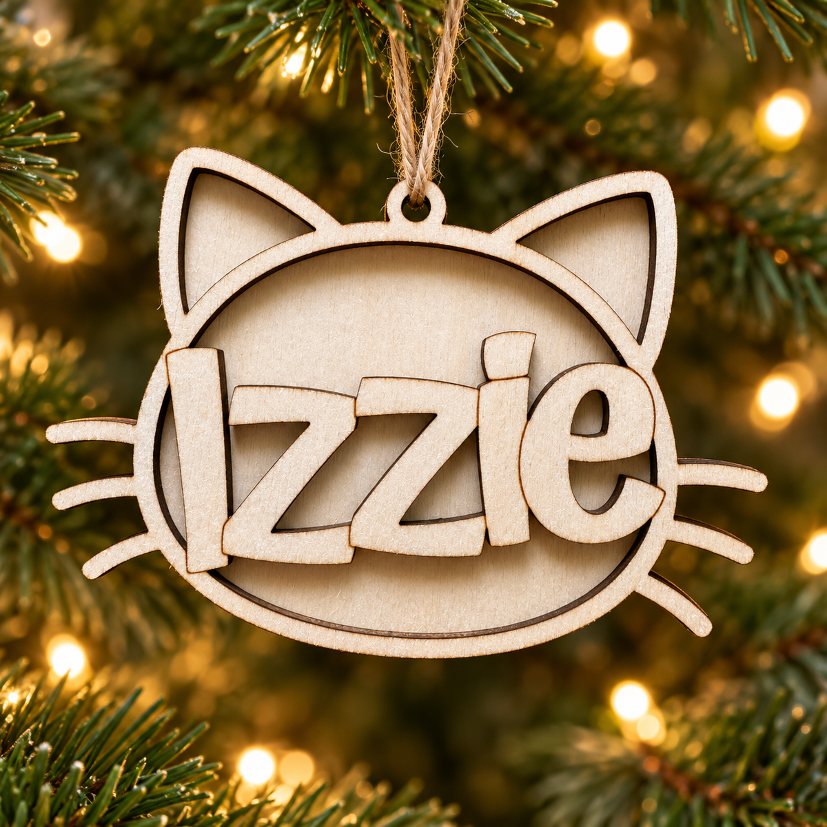 Cat Wooden Ornament — Optional Name Personalization