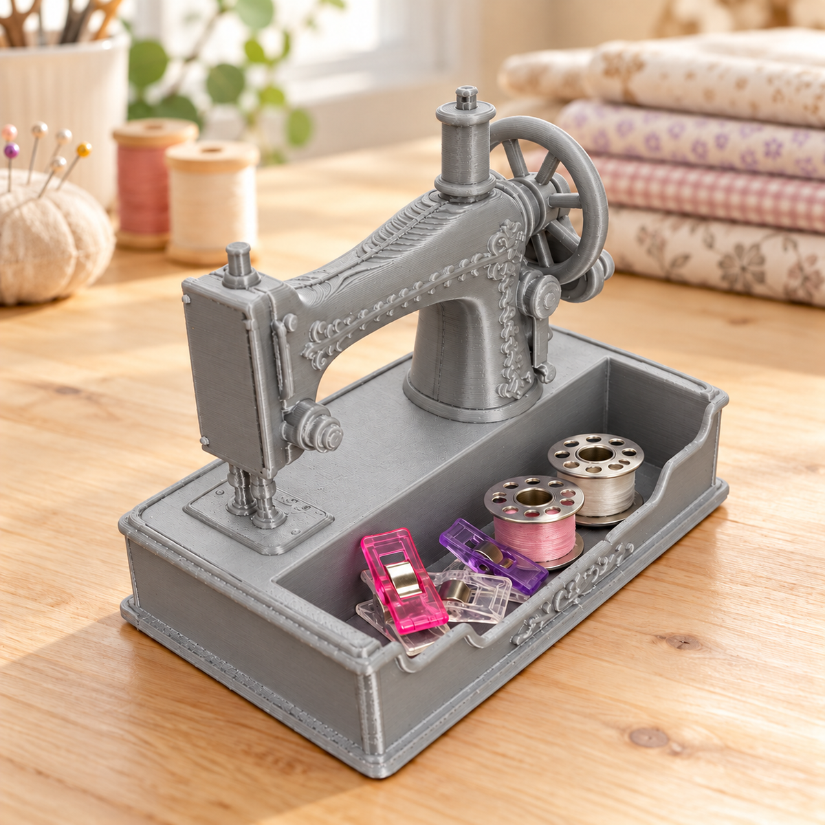 Vintage Sewing Machine Catchall & Phone Holder