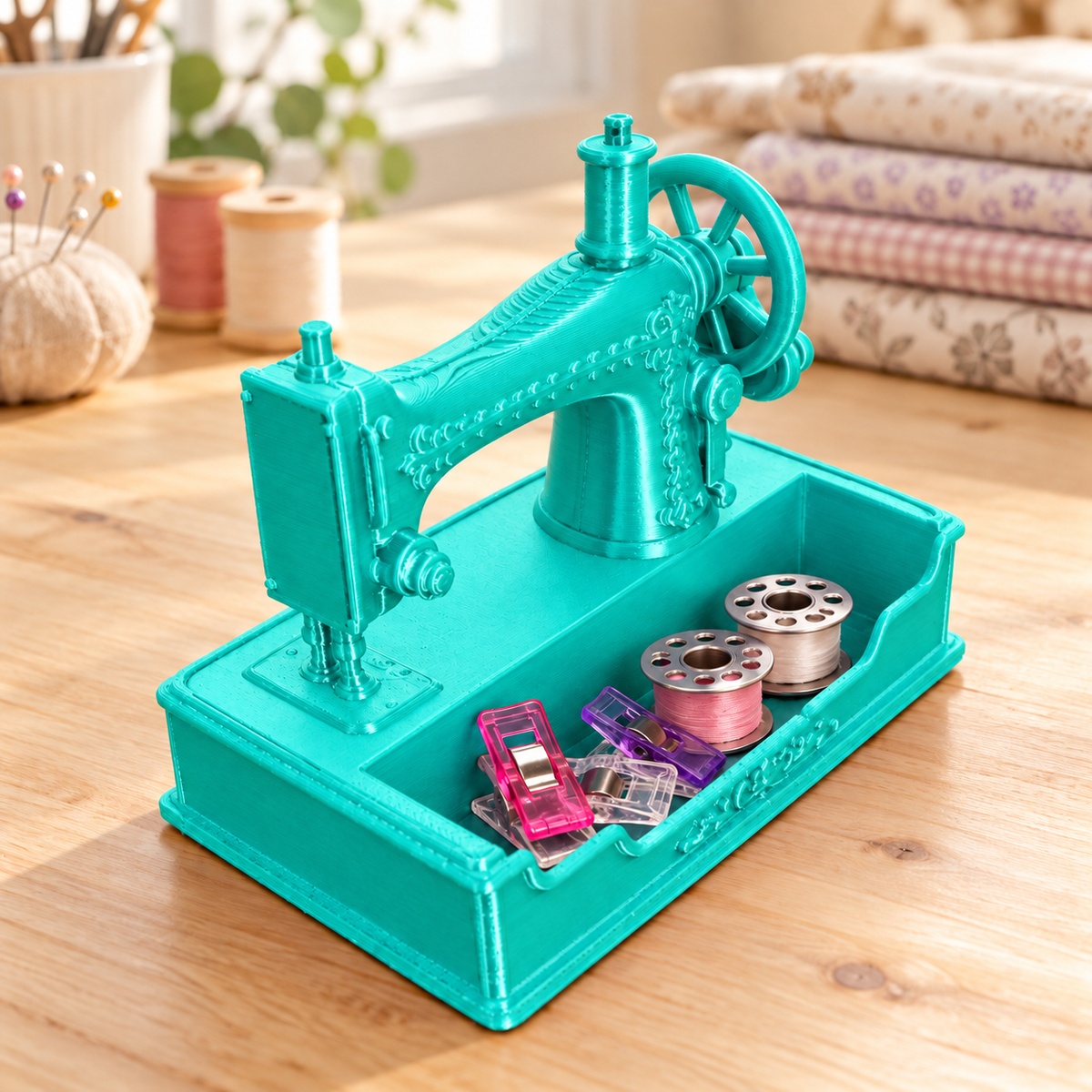 Vintage Sewing Machine Catchall & Phone Holder