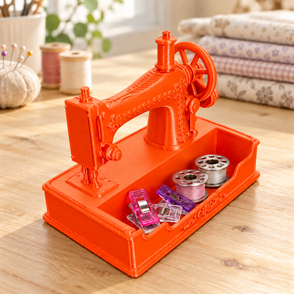 Vintage Sewing Machine Catchall & Phone Holder